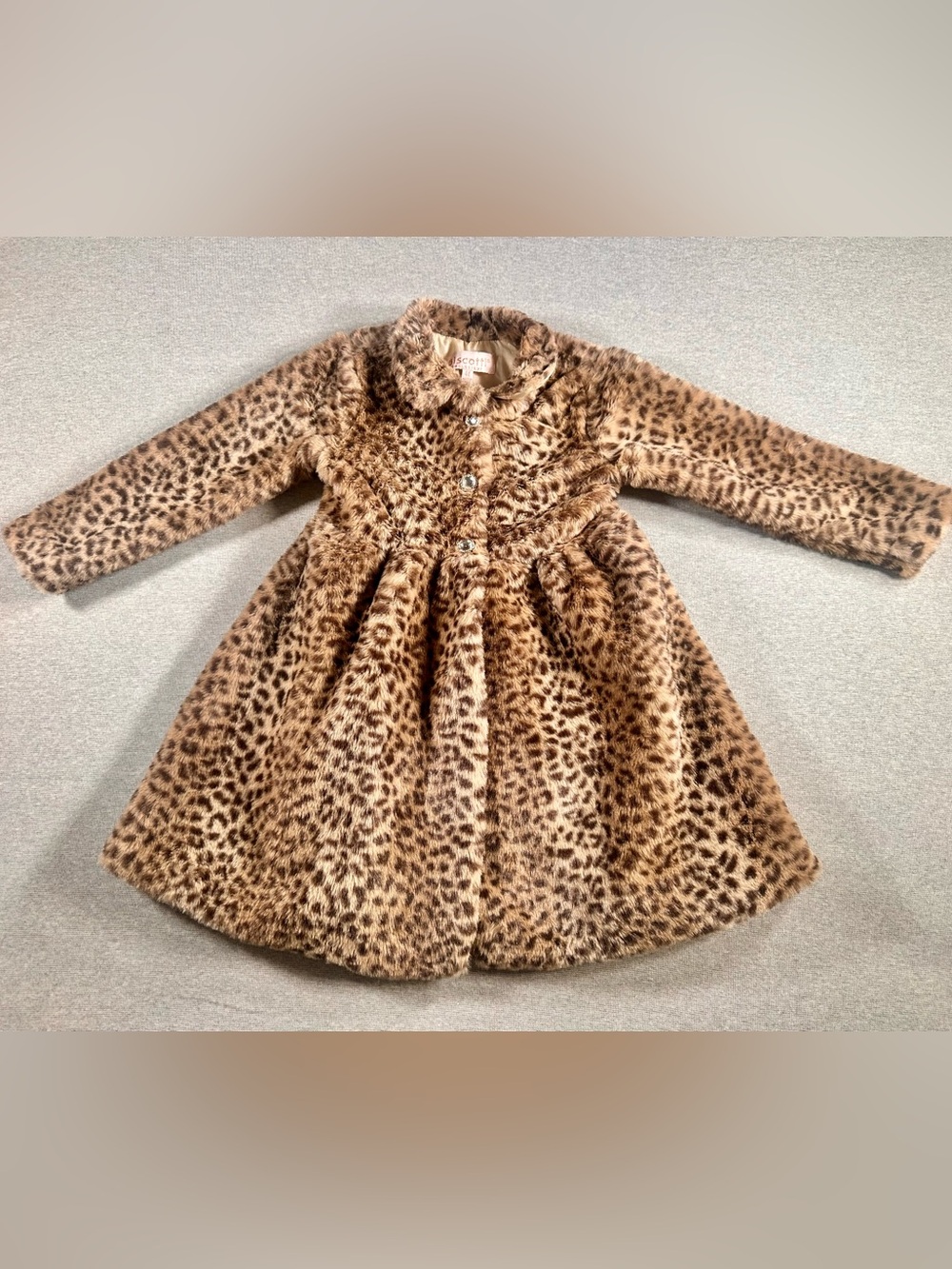 Leopard Print Faux Fur Coat - Boscotti sz: 4T Like New